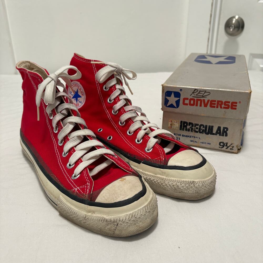 VTG 80's Converse All-Star Chuck Taylor High Top Made In USA Sneakers Red 9.5